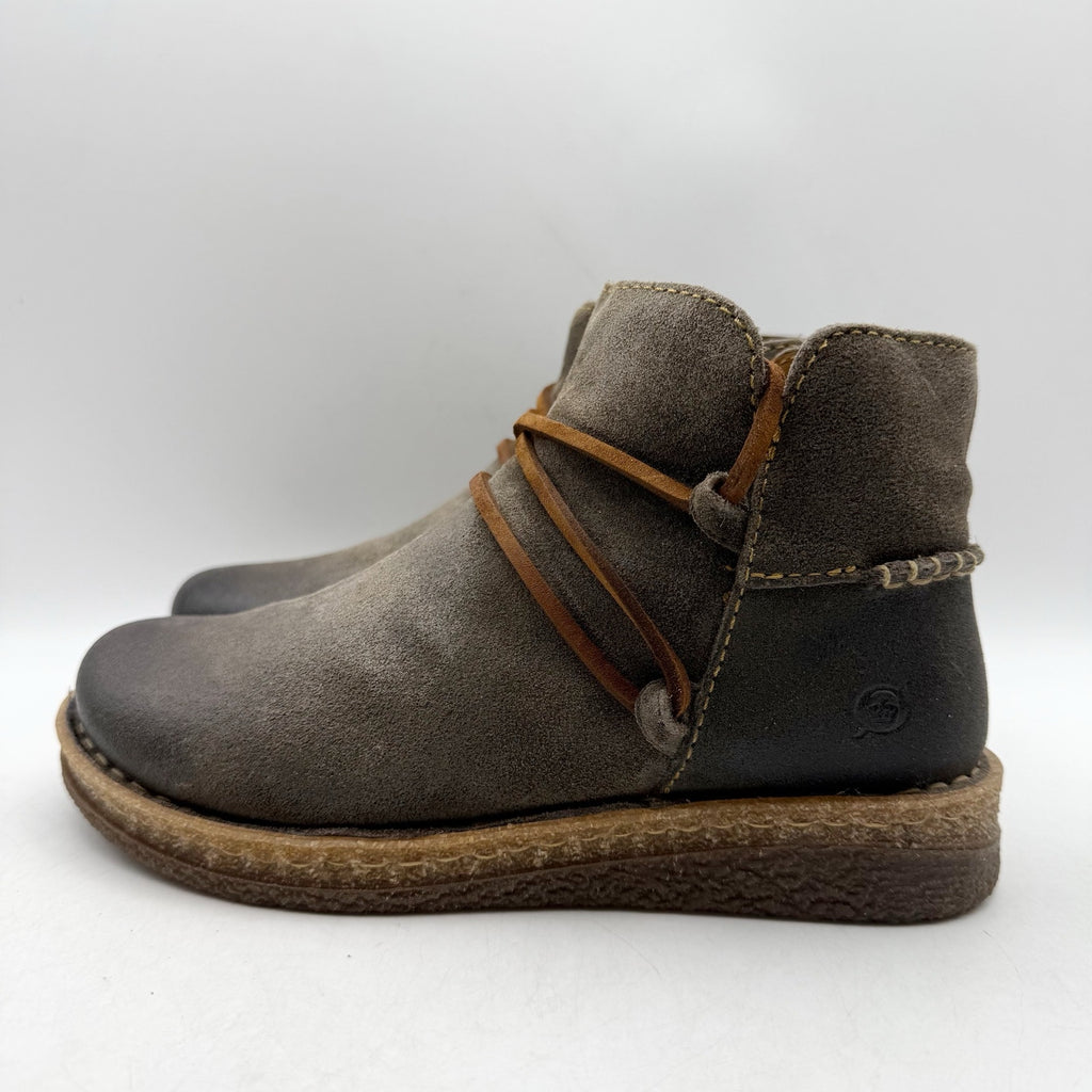 Born Womens Calyn Ankle Booties US 6 EU 36.5 Brown Grey Suede NWOB