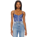 FREE PEOPLE X INTIMATELY FP Night Rhythm Bodysuit Small Blue Floral Corset NWT