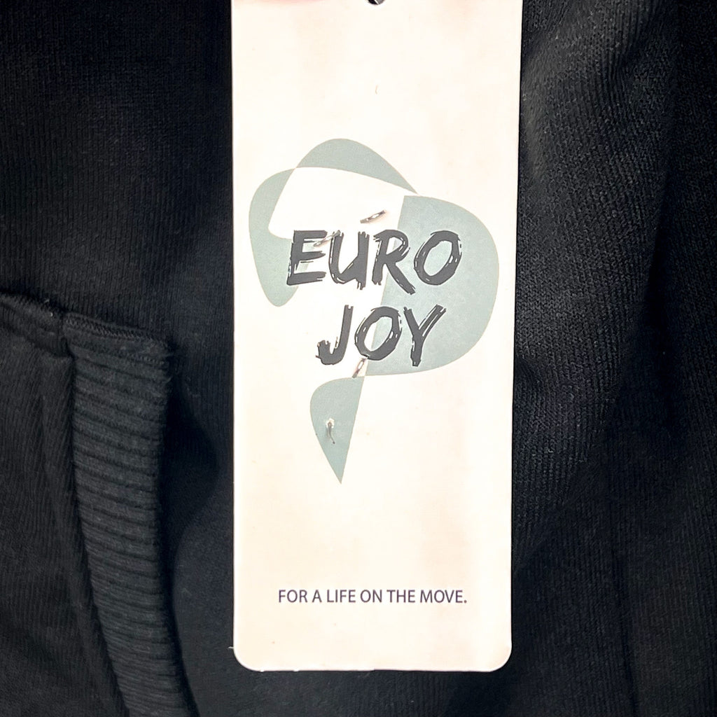 EURO JOY Womens Fleece Lined Hoodie Medium Black Sweatshirt Full Zip NWT