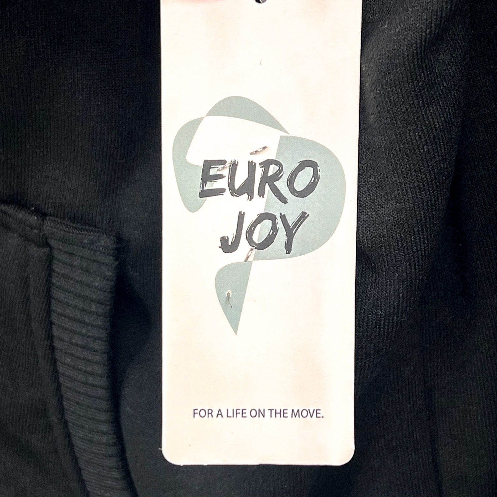EURO JOY Womens Fleece Lined Hoodie Medium Black Sweatshirt Full Zip NWT