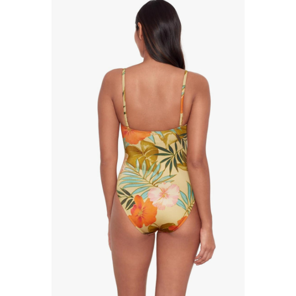 LAUREN RALPH LAUREN Island Tropical One Piece Swimsuit Size 12 Gold V-Wire NWT