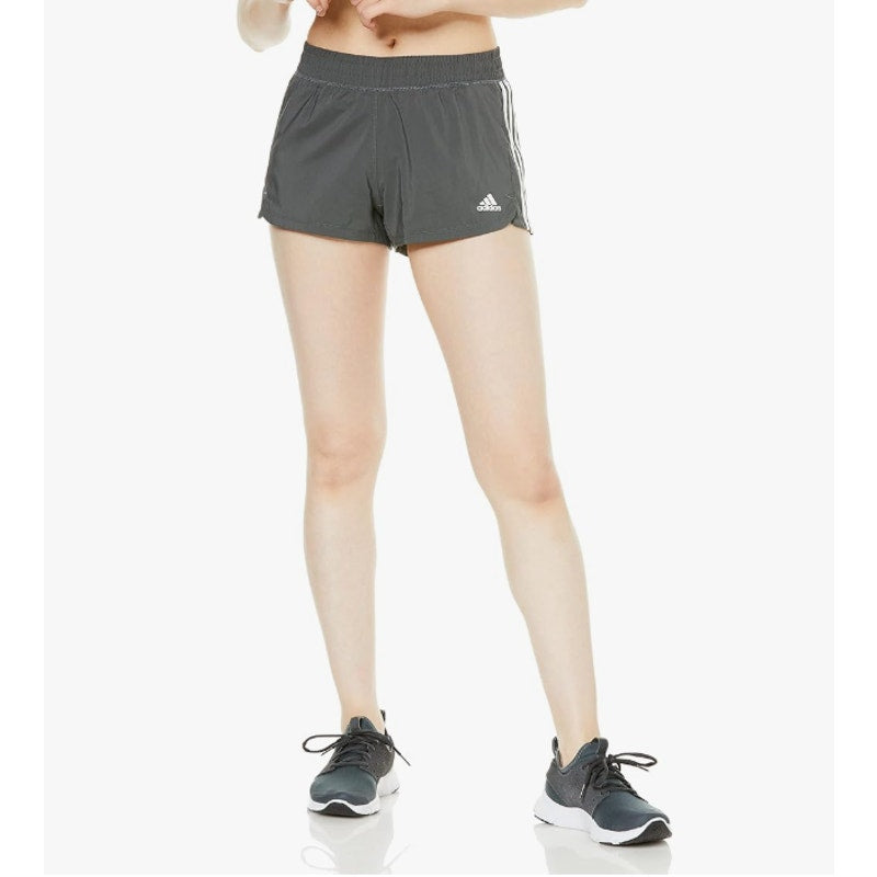 ADIDAS Women's Pacer 3-Stripes Athletic Shorts Large Grey White NWT