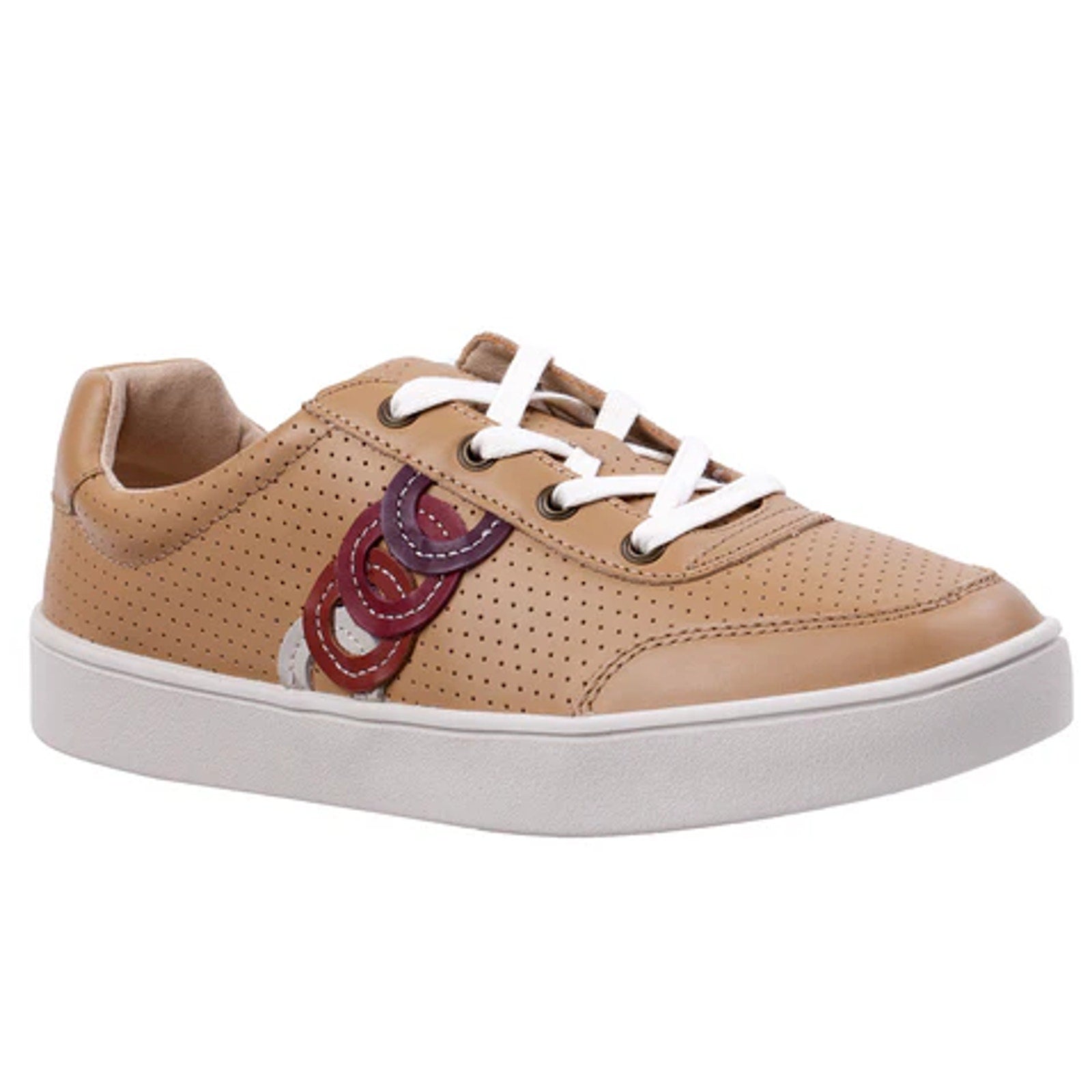 Spenco Womens Cambridge Low Sneakers US 7.5 Wide EU 38 Tan Leather NIB