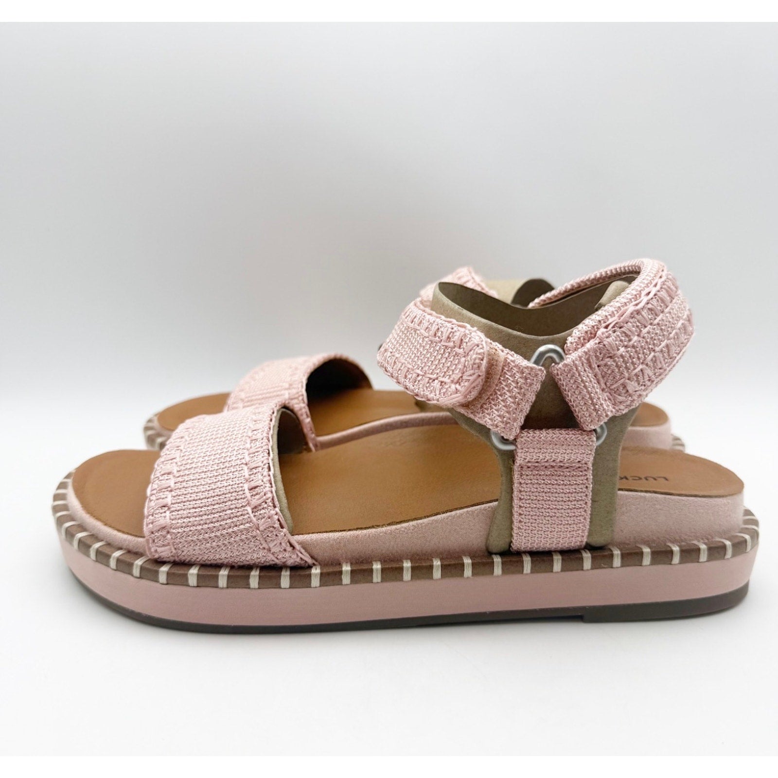 Lucky Brand Womens Ullaniah Platform Sandals Size 9M Pink Blush Ankle Strap NIB