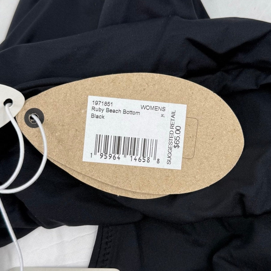 PRANA Women's Ruby Beach Bikini Bottom XL Black Side Lace NWT