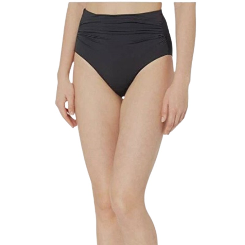 LAUREN RALPH LAUREN Slimming High Waist Bikini Bottom Size 14 Black Beach Club