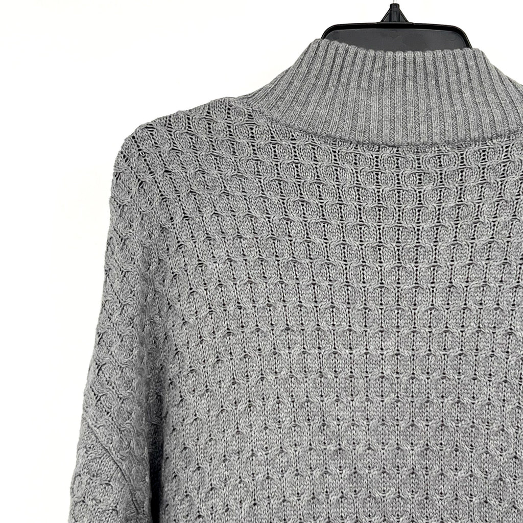 MOTHERHOOD Maternity Cable Knit Sweater Medium Grey Button Shoulder NWOT