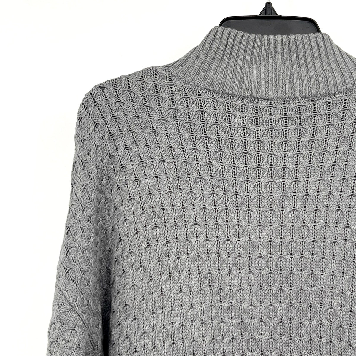 MOTHERHOOD Maternity Cable Knit Sweater Medium Grey Button Shoulder NWOT