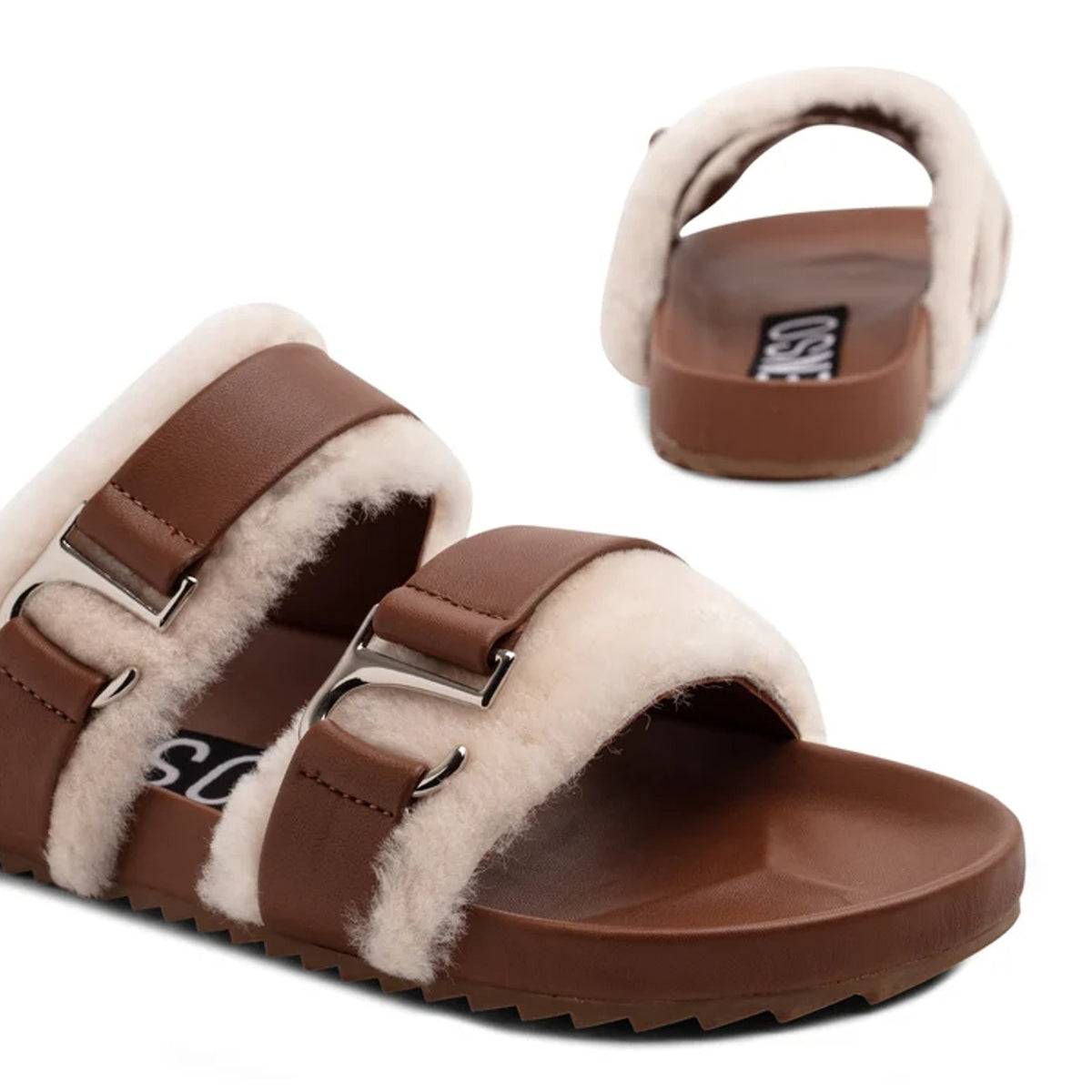 Senso Womens Dalley Slide Sandals EU 42 US 12 M Brown Leather Shearling NWOB