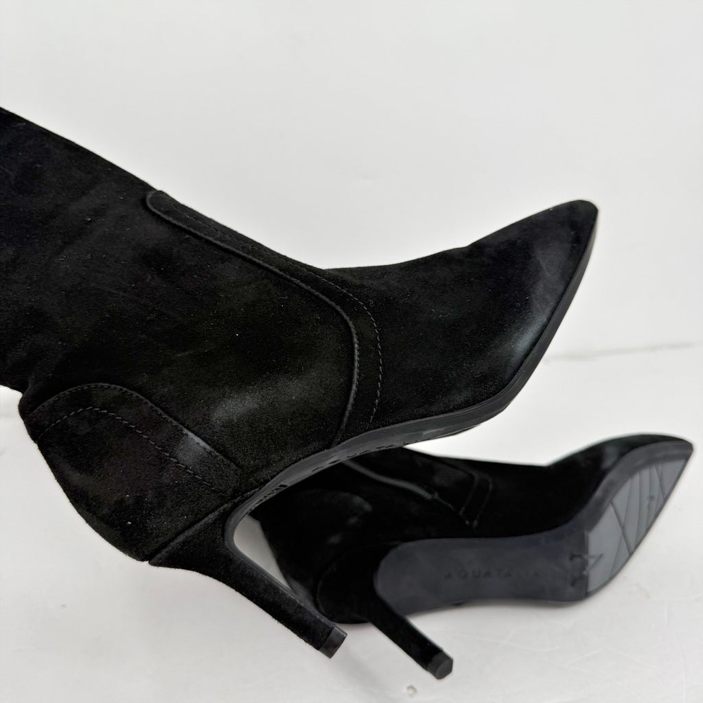 Aquatalia Womens Knee High Boots US 7.5 M EU 38 Black Suede NWOB