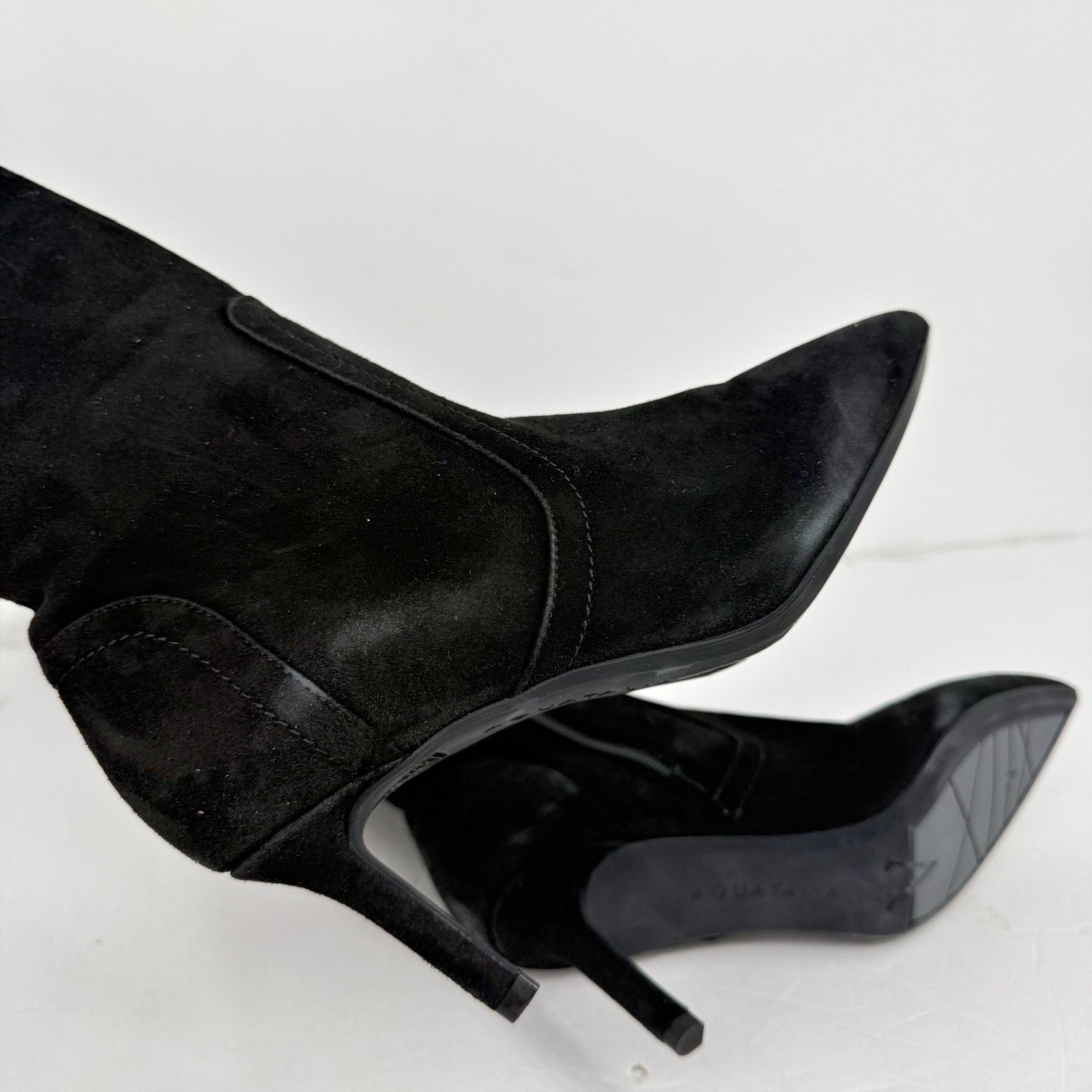 Aquatalia Womens Knee High Boots US 7.5 M EU 38 Black Suede NWOB