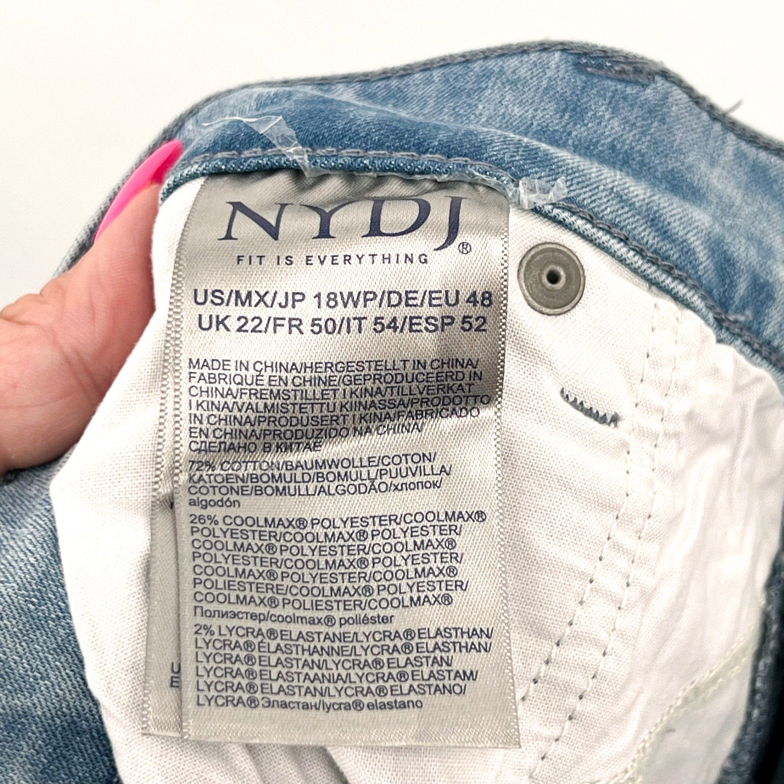 NYDJ Womens Margot Girlfriend Jeans Size 18W PETITE Kingston Blue NWT