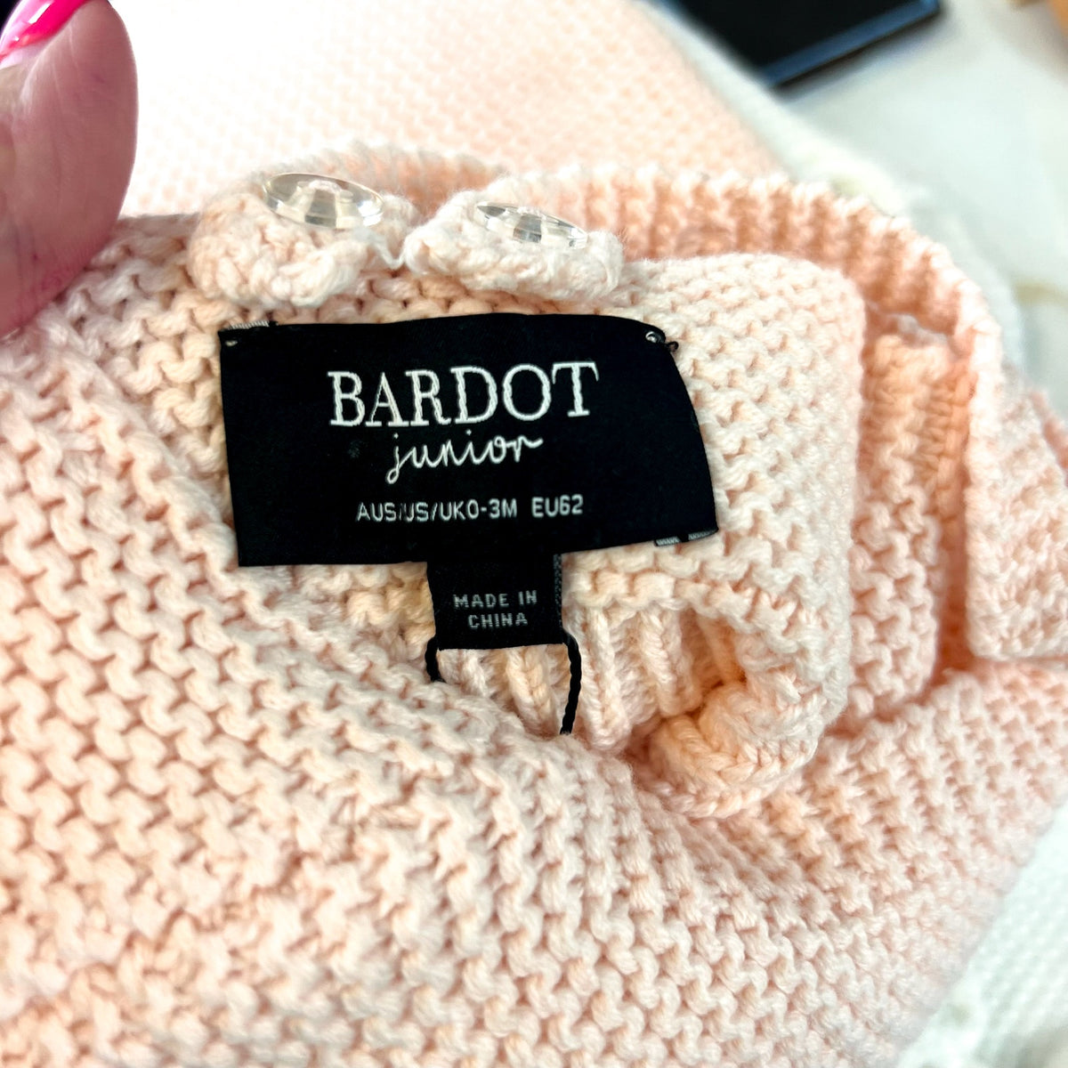 BARDOT Baby Girl Andi Knit Dress 0-3 Months Peach Pink Halter Neck NWT