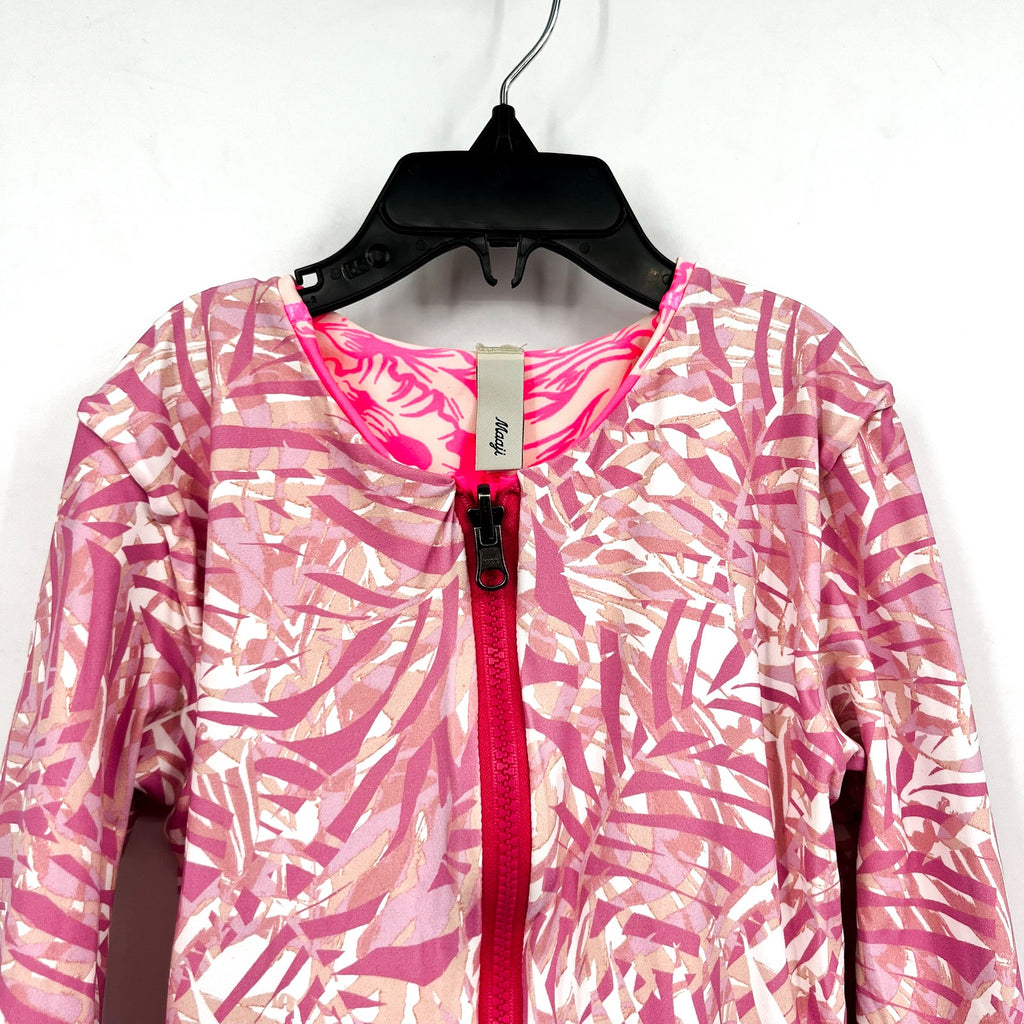 MAAJI Miku Reversible One Piece Swimsuit Girls Sz 8 Pink Floral Long Sleeve NWT