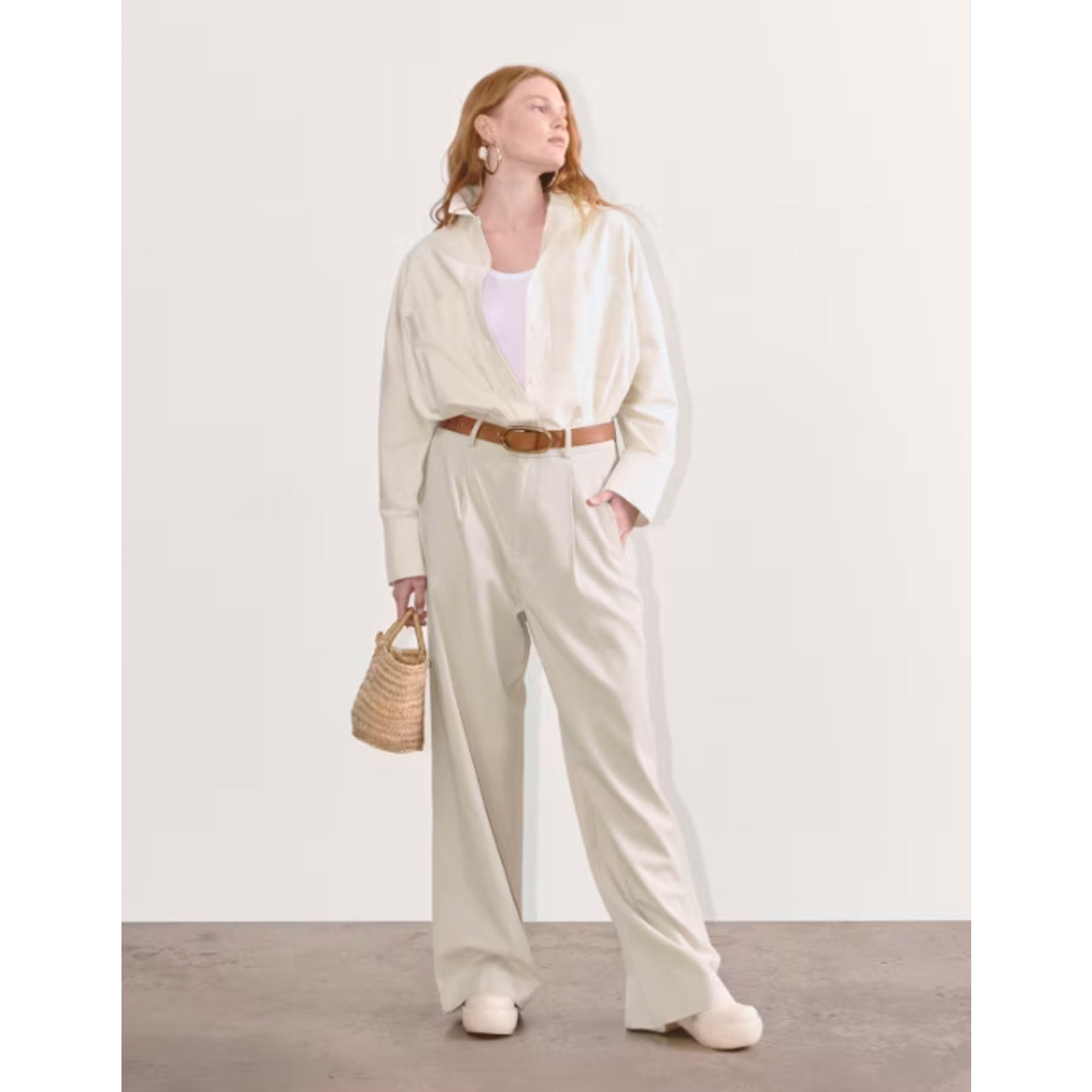 Everlane Womens Way High Drape Pants Size 6 Khaki 30" Inseam Sandstone NWT
