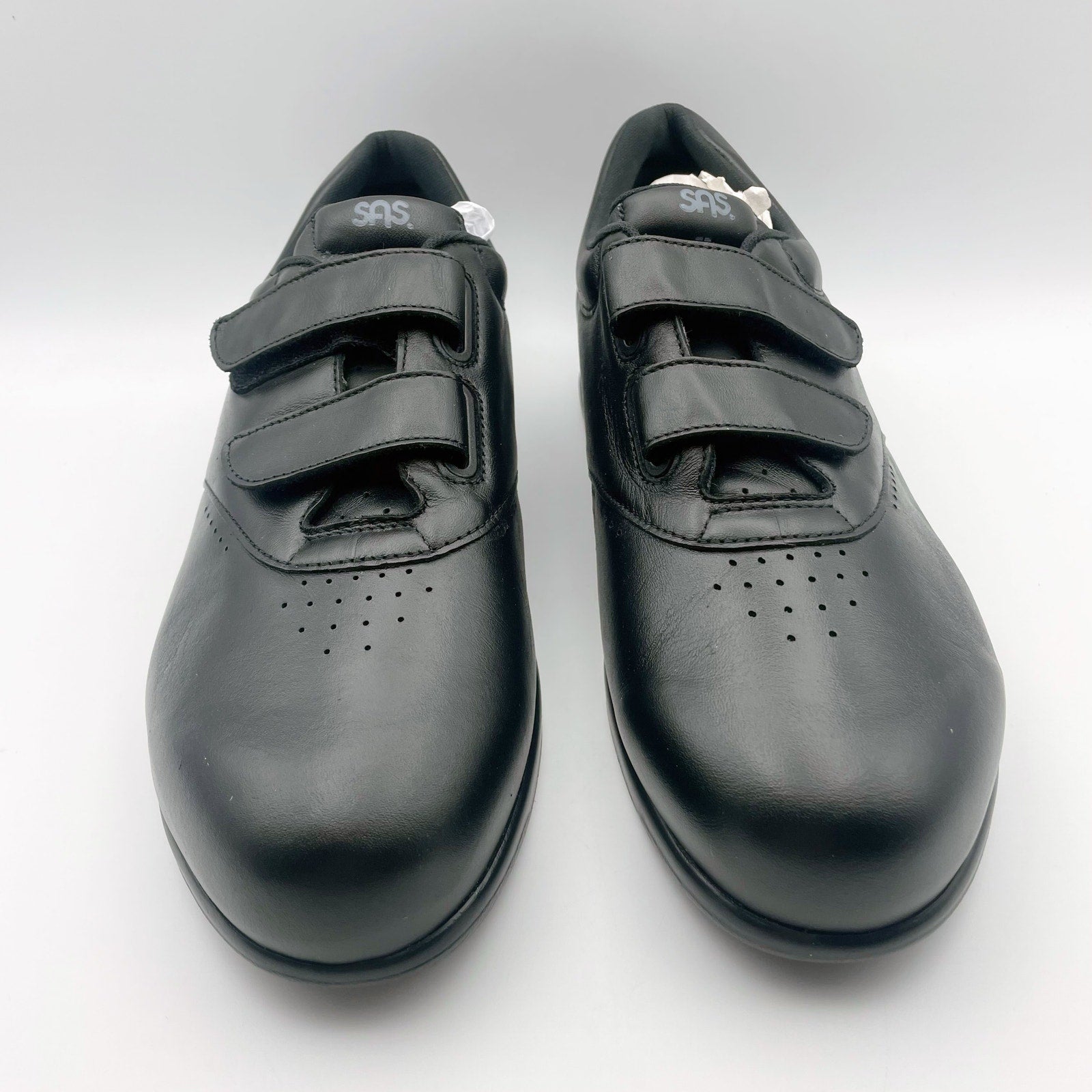 SAS Womens Me Too Adjustable Comfort Shoes US 11.5 WW EU 42 Black Leather NIB