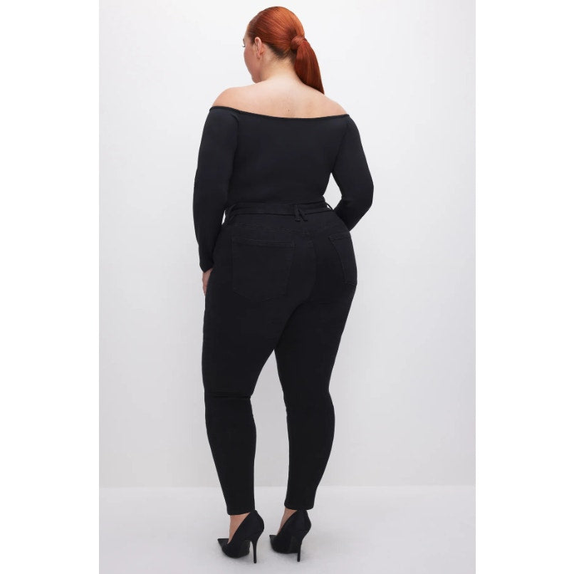 GOOD AMERICAN Always Fits Good Skinny Jeans 28-32 PETITE Black Mid Rise NWT