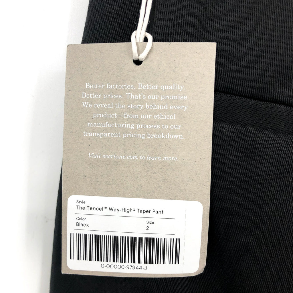 EVERLANE Women's The Way High Draper Tapered Pants Size 2 Black Tencel NWT