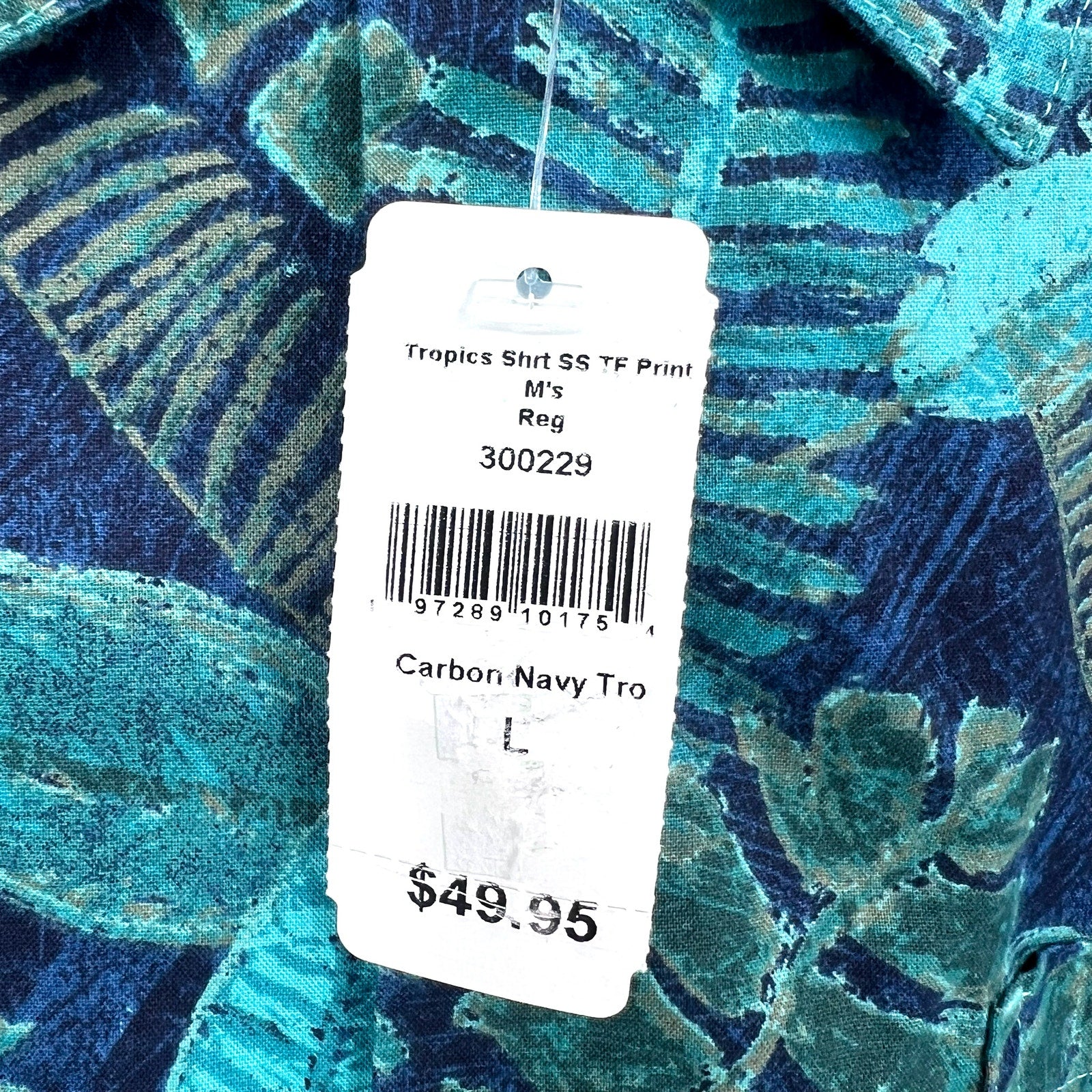 L.L BEAN Mens Tropics Print Short-Sleeve Casual Shirt Large Blue Green NWT