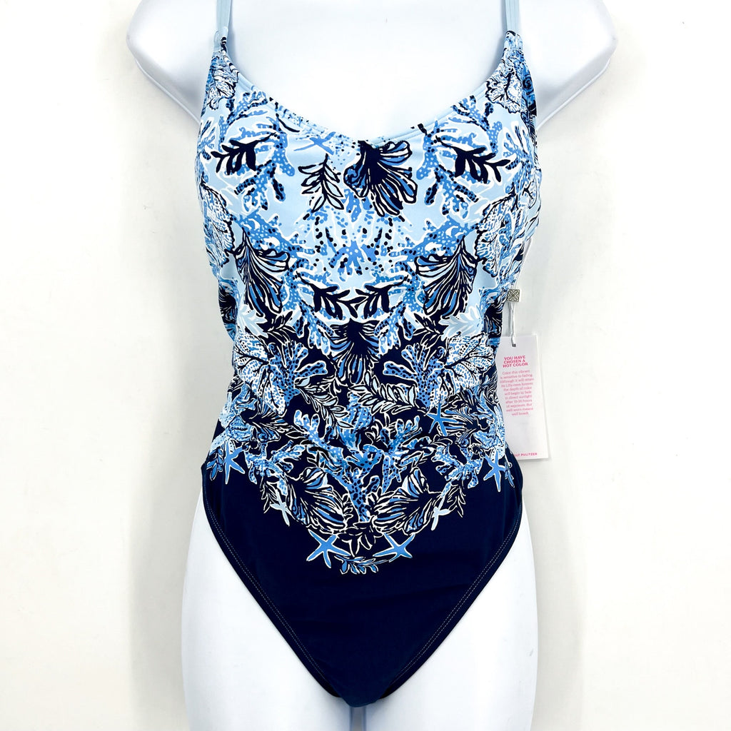 LILLY PULITZER Womens Klynn One-Piece Swimsuit US 6 Blue Just a Little Koi NWT