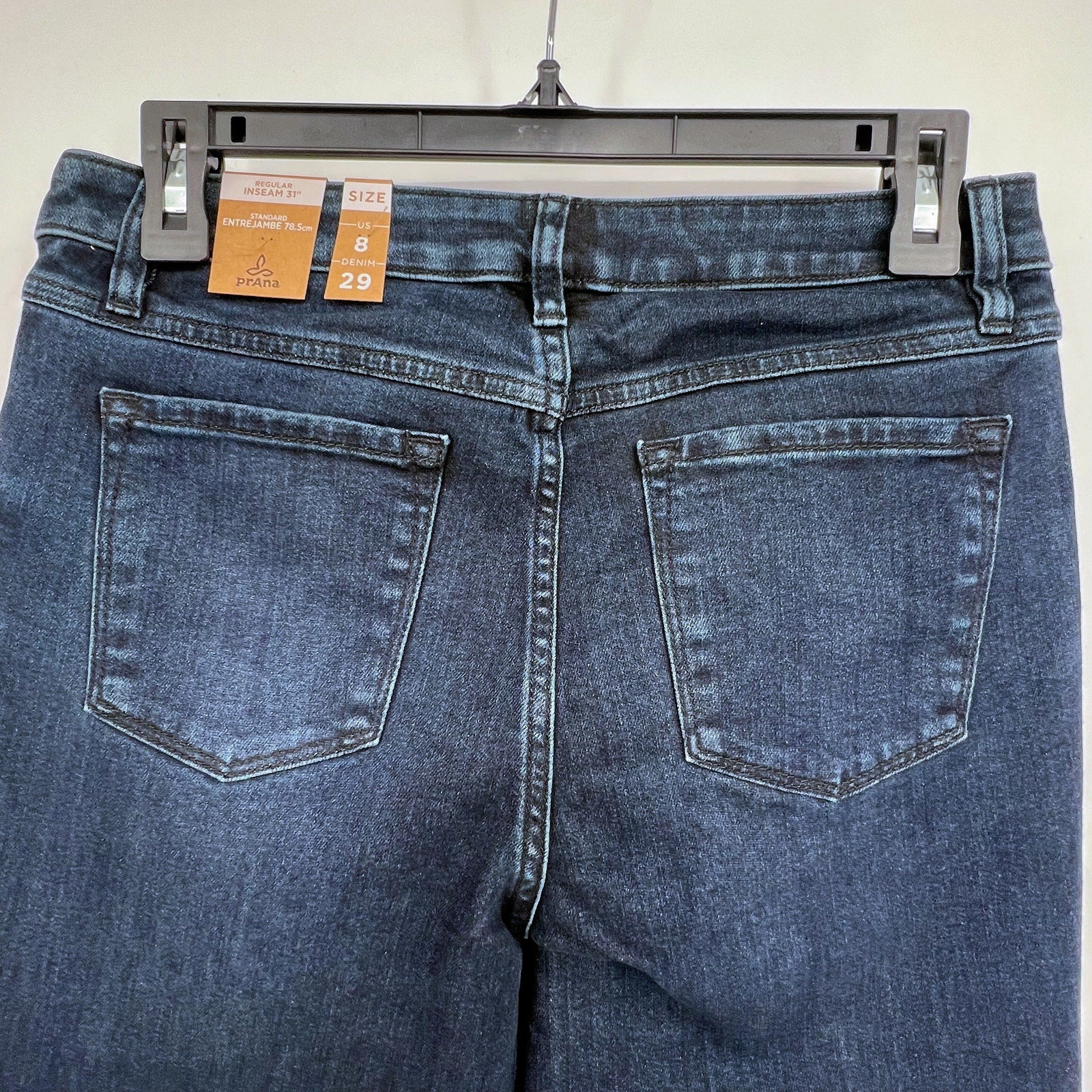 Prana Womens Sienna Skinny Jeans 29x31 US 8 Deep Blue Stretch Denim Mid Rise NWT