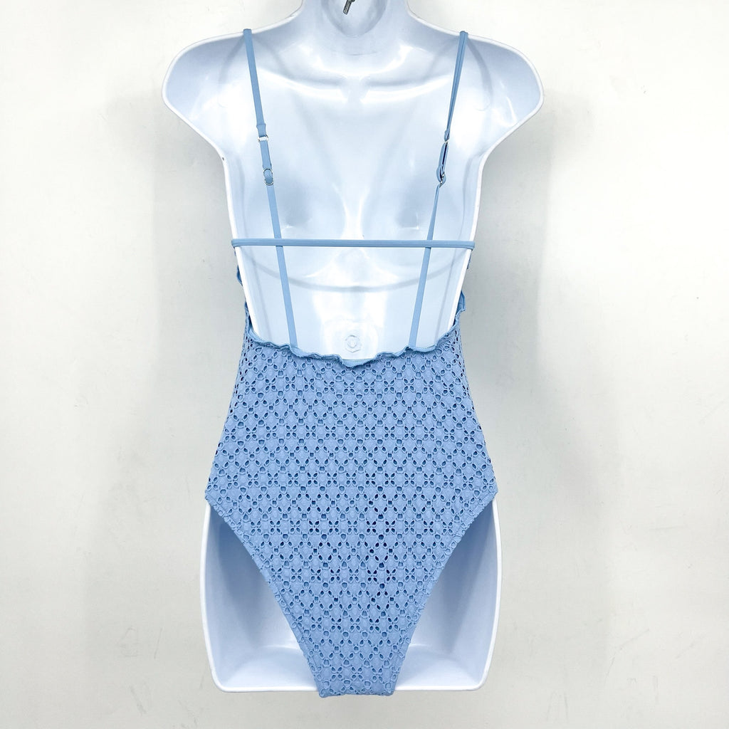 SEAFOLLY Women's Daydreamer One Piece Swimsuit Size 10 Powder Blue V Neck NWT