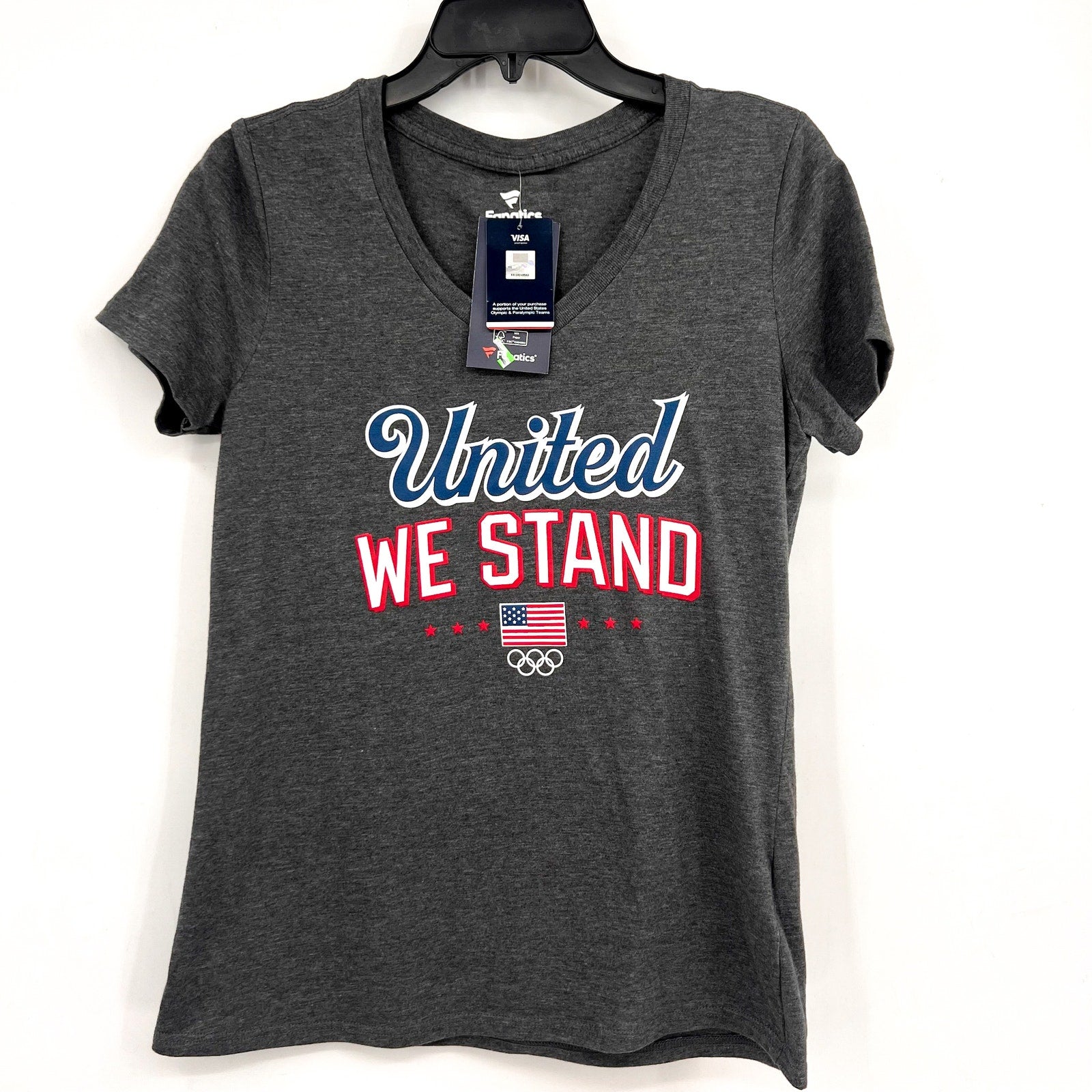 FANATICS Women's USA Victory United Olympics Tshirt Small Gray Charcoal NWT