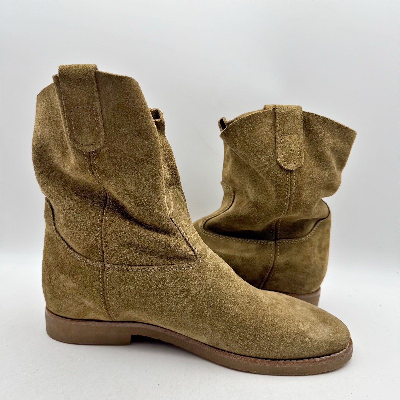 RE/DONE Womens 60s Camarguaise Ankle Boots EU 40 US 10 Olive Brown Suede NWOB