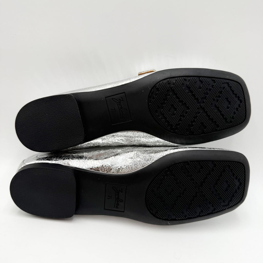 Zodiac Womens Indira Mary Jane Flats Size 7.5 M EU 38 Silver NIB