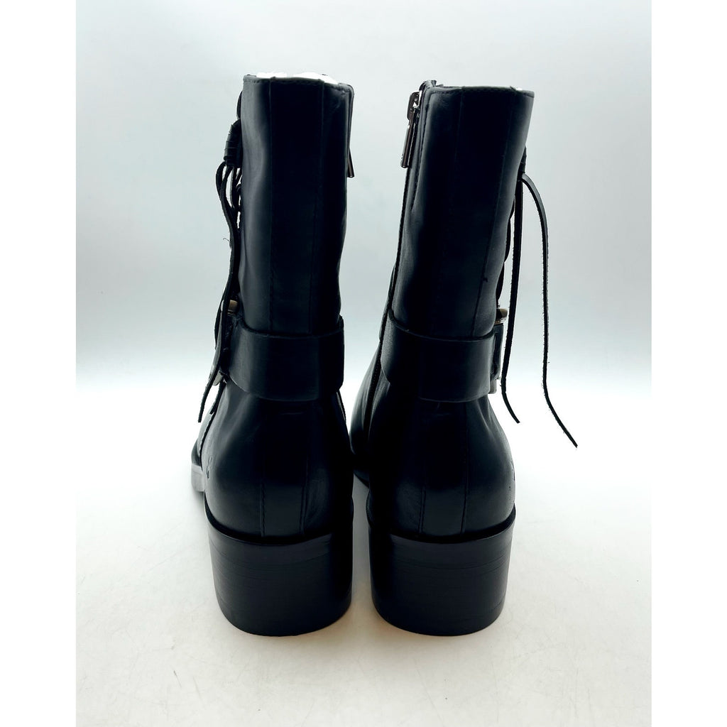 Lucky Brand Womens Kamany Ankle Boots Size 11 Black Braided Leather Booties NWOB