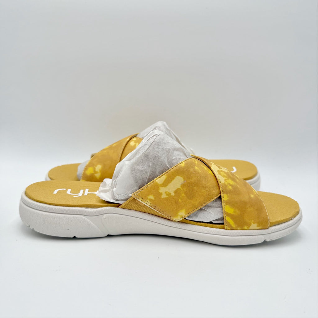 Ryka Womens Malin Slide Sandals Size 9 M EU 39 Yellow Print Comfort NIB