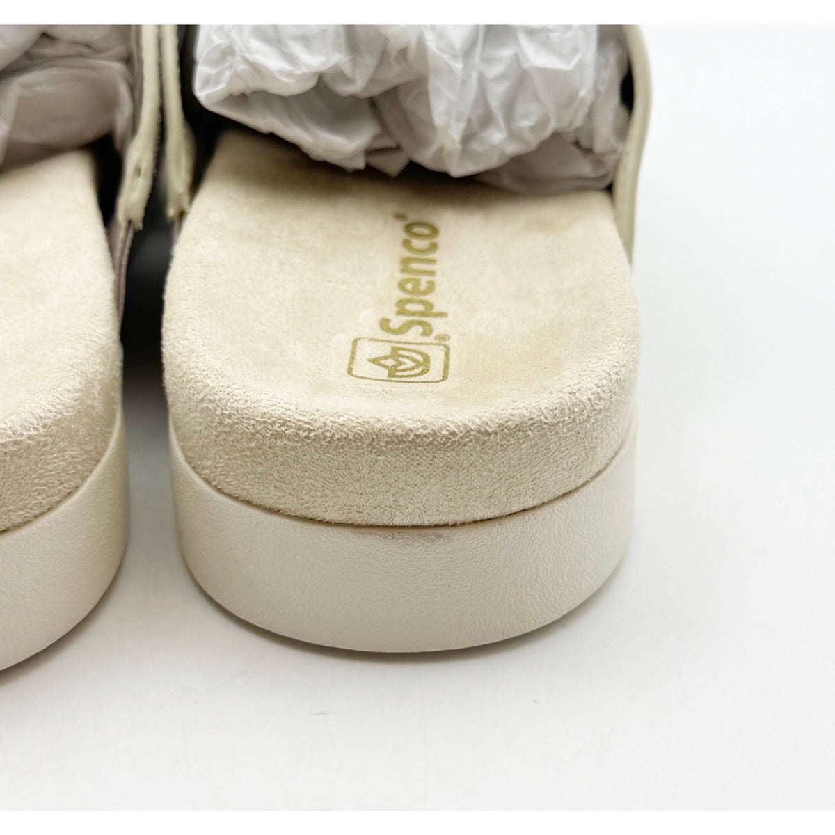 SPENCO Women's Twilight Stud Sandals Size 5.5 WIDE EU 35.5W Cream Slip On NIB
