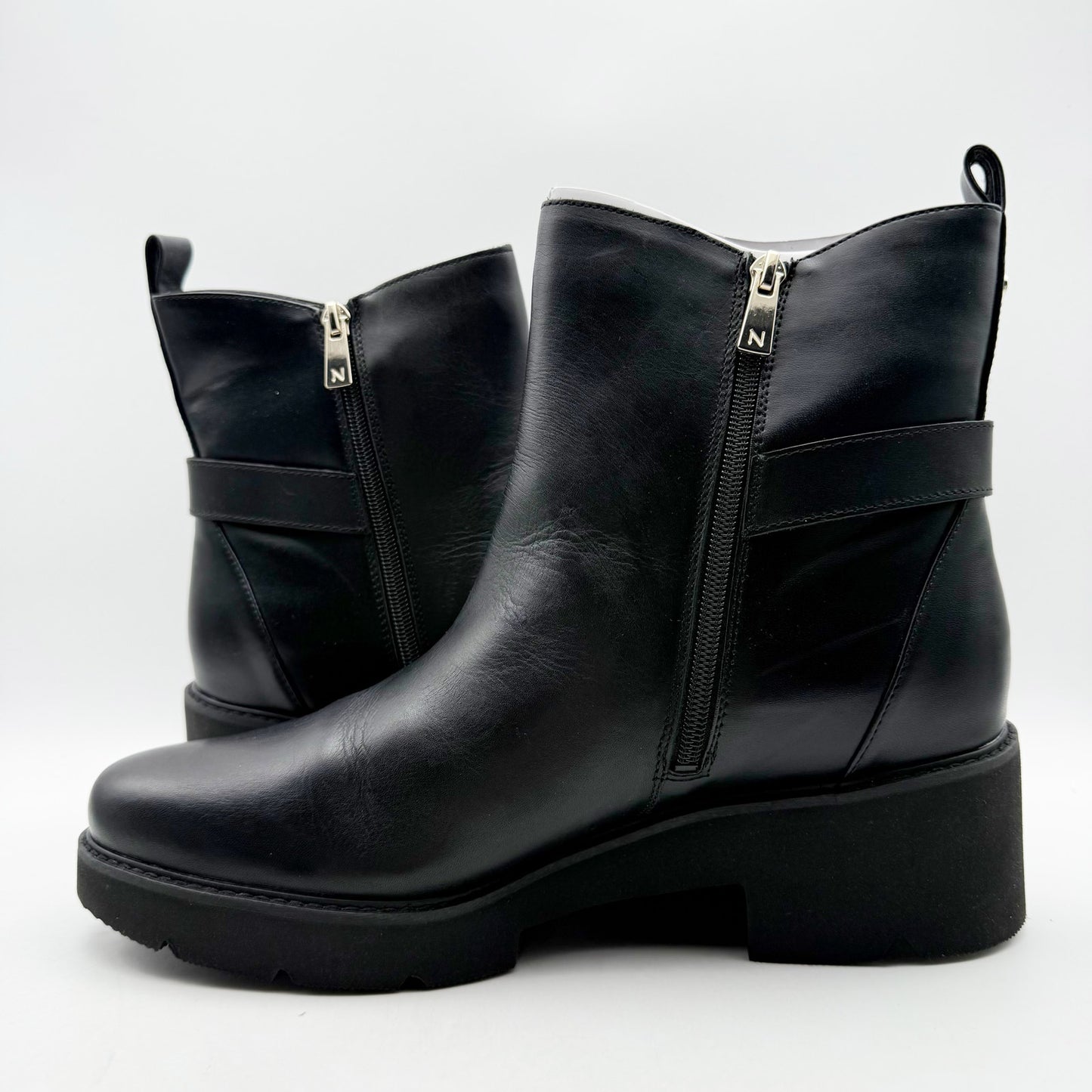 Naturalizer Womens Delilah Ankle Boots US 12 Wide EU 43 Black Leather NIB