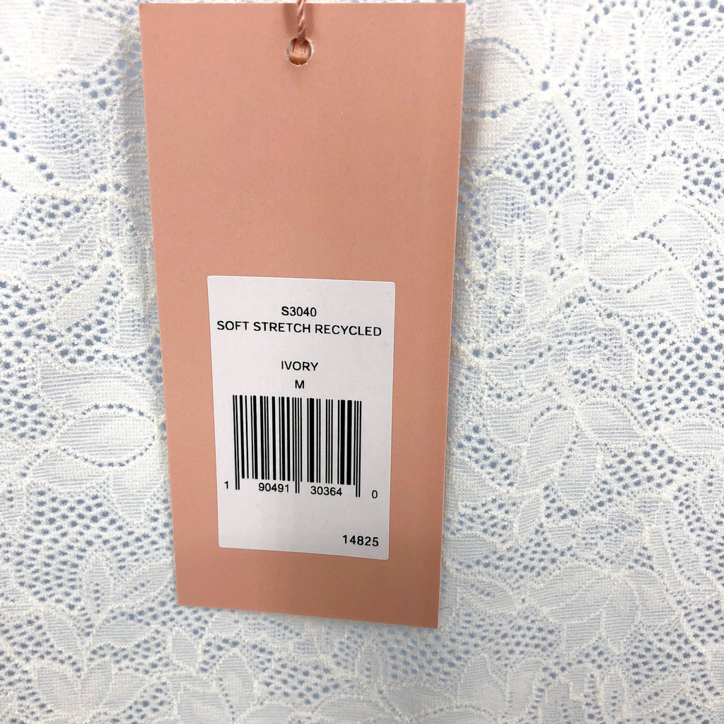EBERJEY Women's Soft Stretch Slip Chemise Medium Ivory Lace Scoop Back NWT