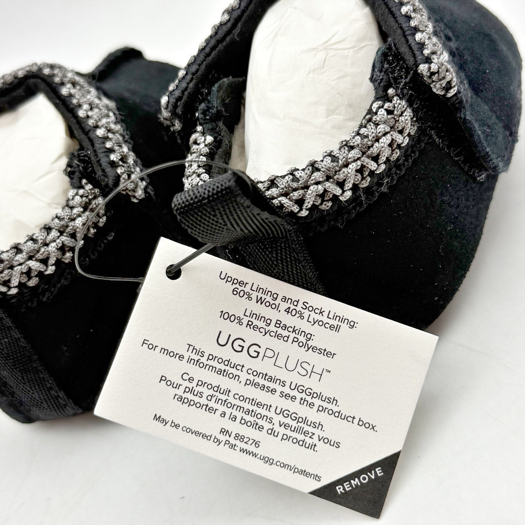 UGG Baby Tasman Slippers US 0/1 XS Black Suede NIB