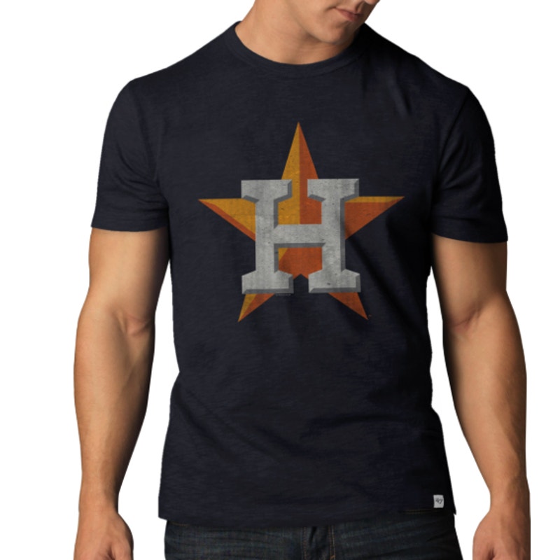 47 BRAND Mens Houston Astros Grit Scrum T Shirt Small Navy Blue Short Sleeve NWT