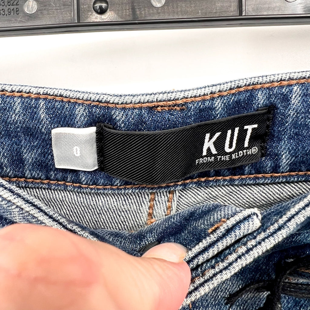 KUT FROM THE KLOTH Jane Jean Shorts Size 0 Proactive Blue Fray Hem NWT