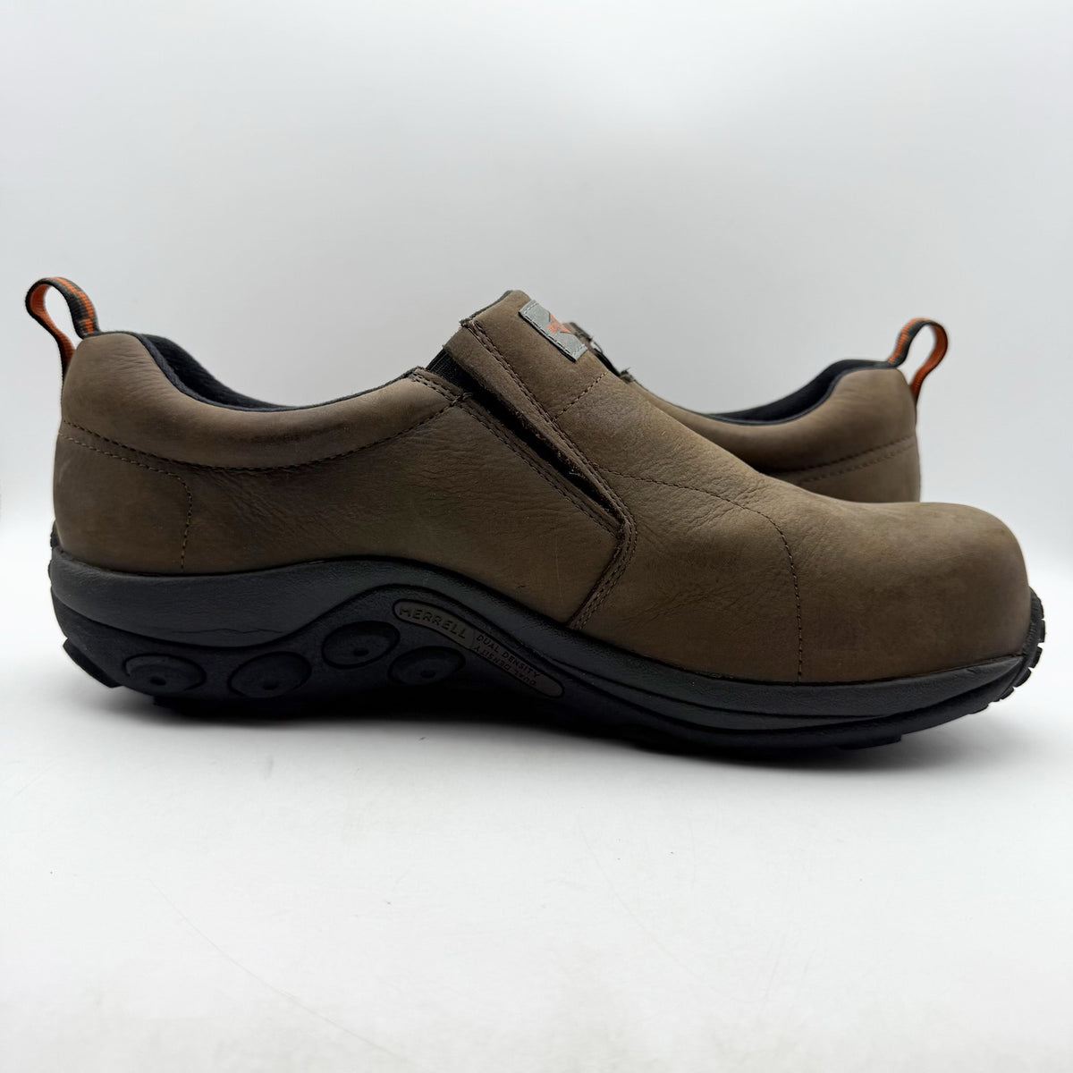 Merrell Mens Jungle Moc Toe Work Shoes US 15 M Brown Suede Slip On Comp Toe NIB