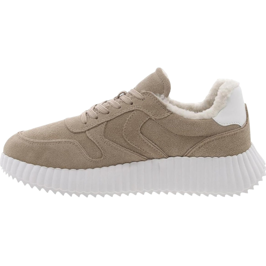Steve Madden Womens Shereen-Fur Lined Sneakers US 8.5 M EU 39 Tan Grey Suede NIB