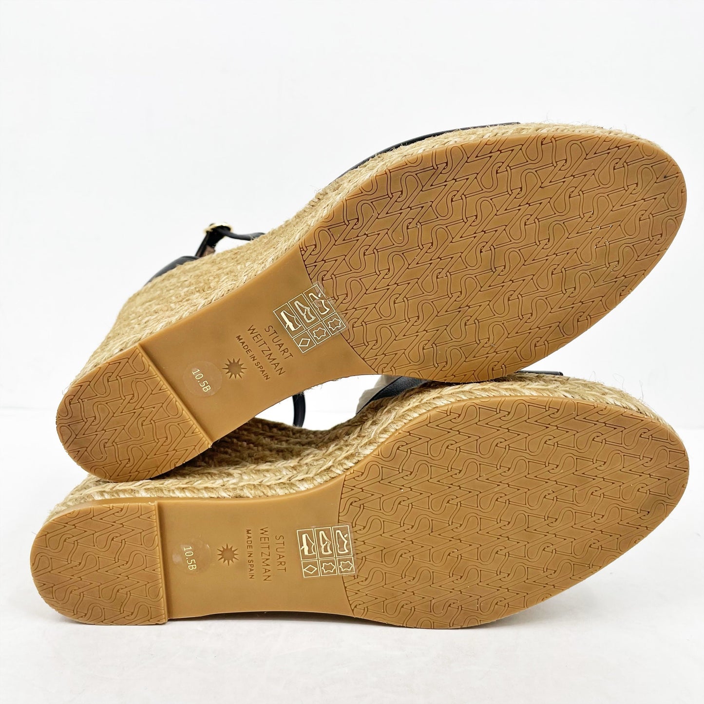 Stuart Weitzman Nudistcurve Espadrille Wedge Sandals US 10.5B Black