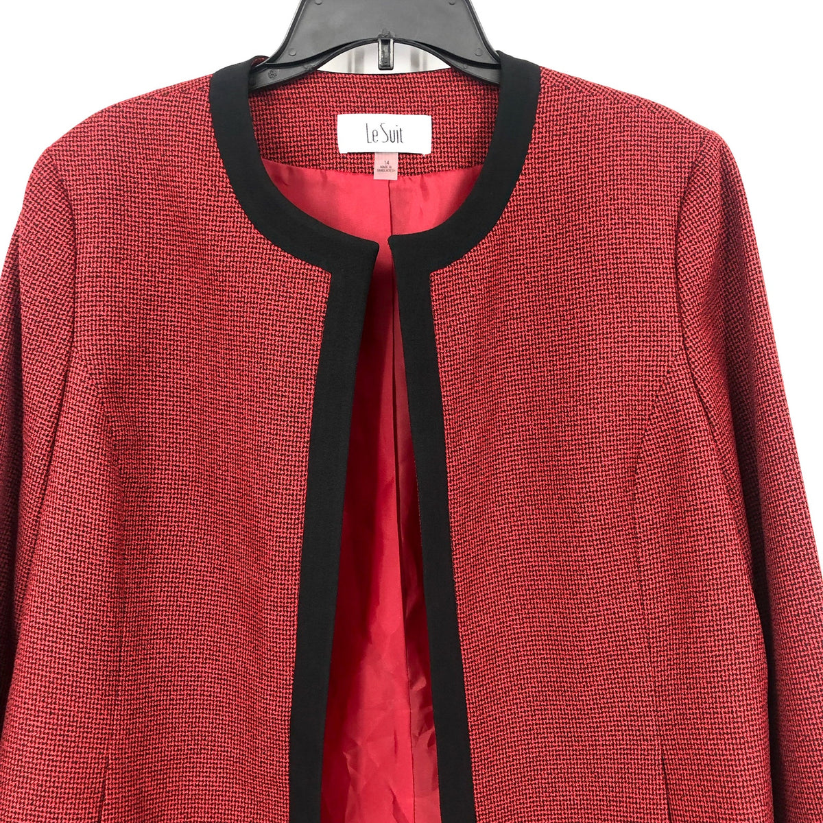 LE SUIT Mid-Length Suit Blazer Size 14 Fire Red Open Front NWT