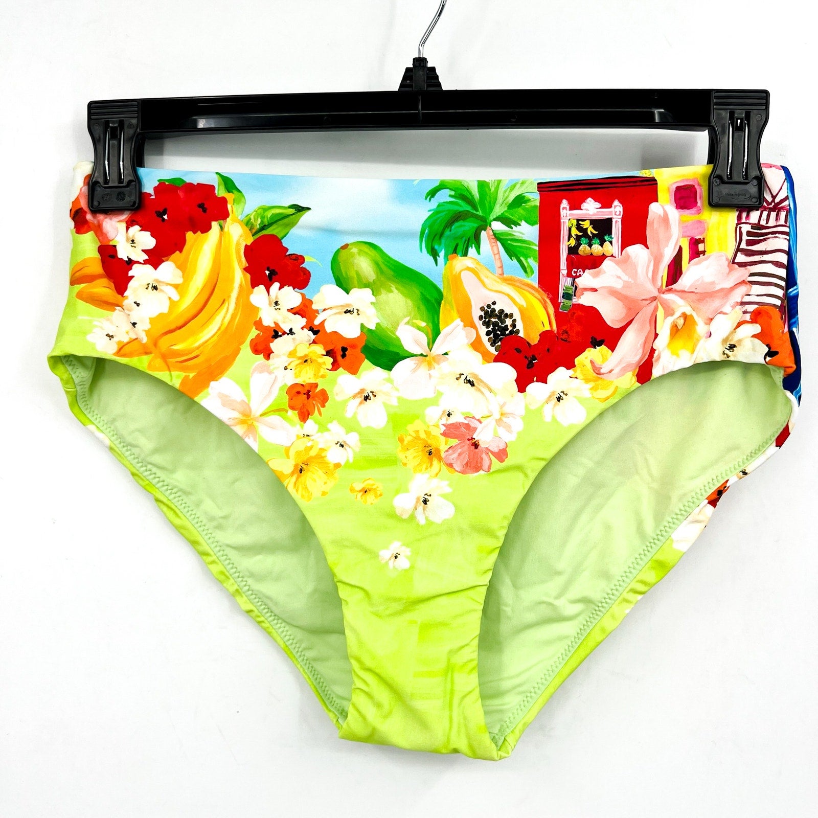 SEAFOLLY Women's Cuba High Waisted Bikini Bottom Size 12 Turquoise Multi NWT