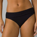 PRANA Women's Marta Bikini Bottom Medium Black Ottoman Ribbed Fold Over Band NWT