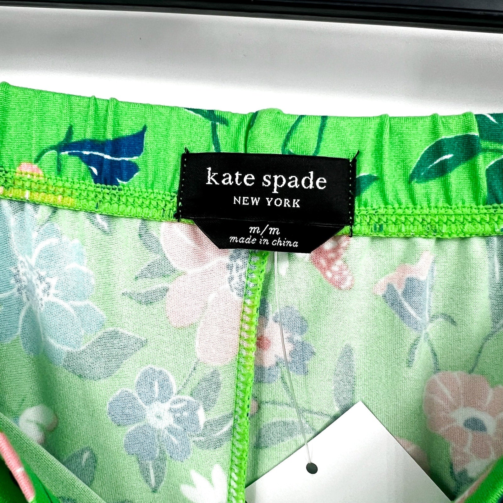 Kate Spade Womens Long Pajama Set Medium Green Floral Garden NWT