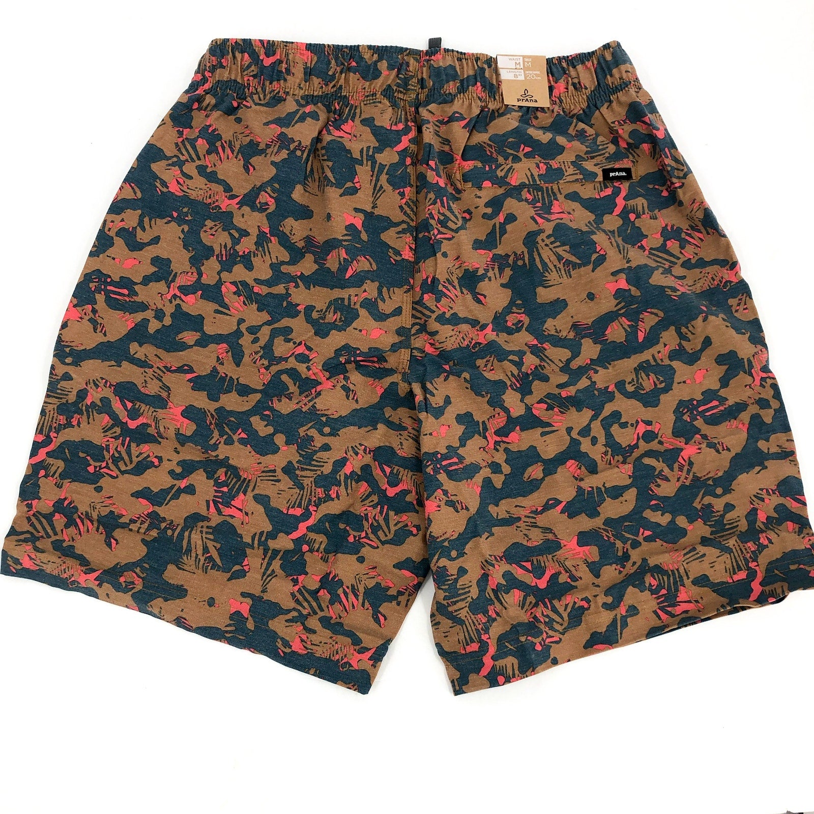 PRANA Men's Metric Board Short Medium Brown Fresca Camo 8" Inseam NWT