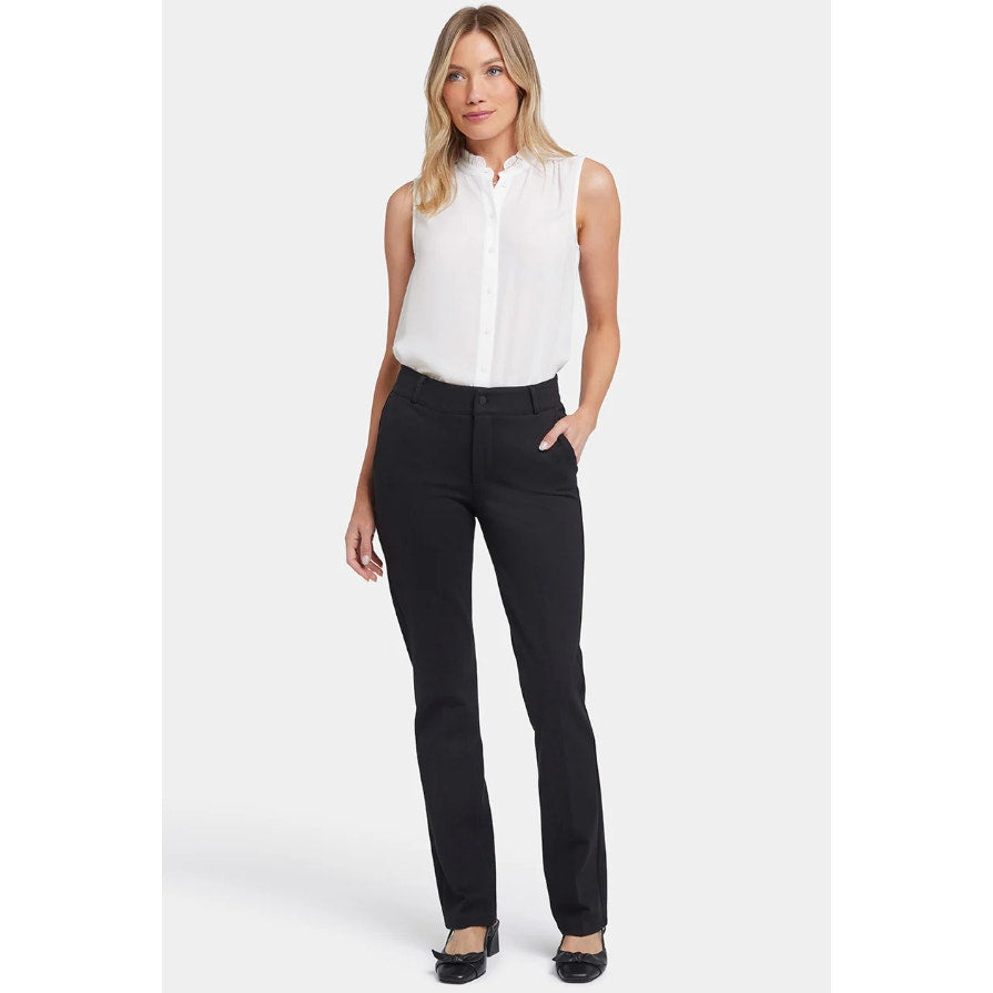 NYDJ Women's Classic Sculpt-Her Trouser Pants Size 6 Black Stretch Ponte NWT