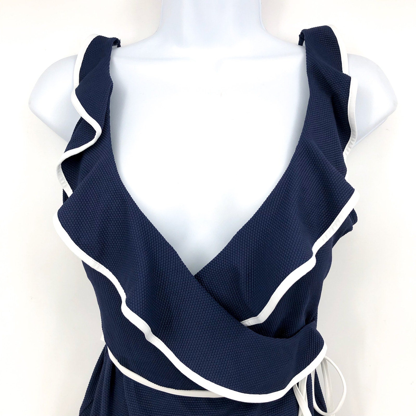 Tommy Bahama One Piece Wrap Swimsuit Size 8 Navy Blue Island Cays Cabana NWT