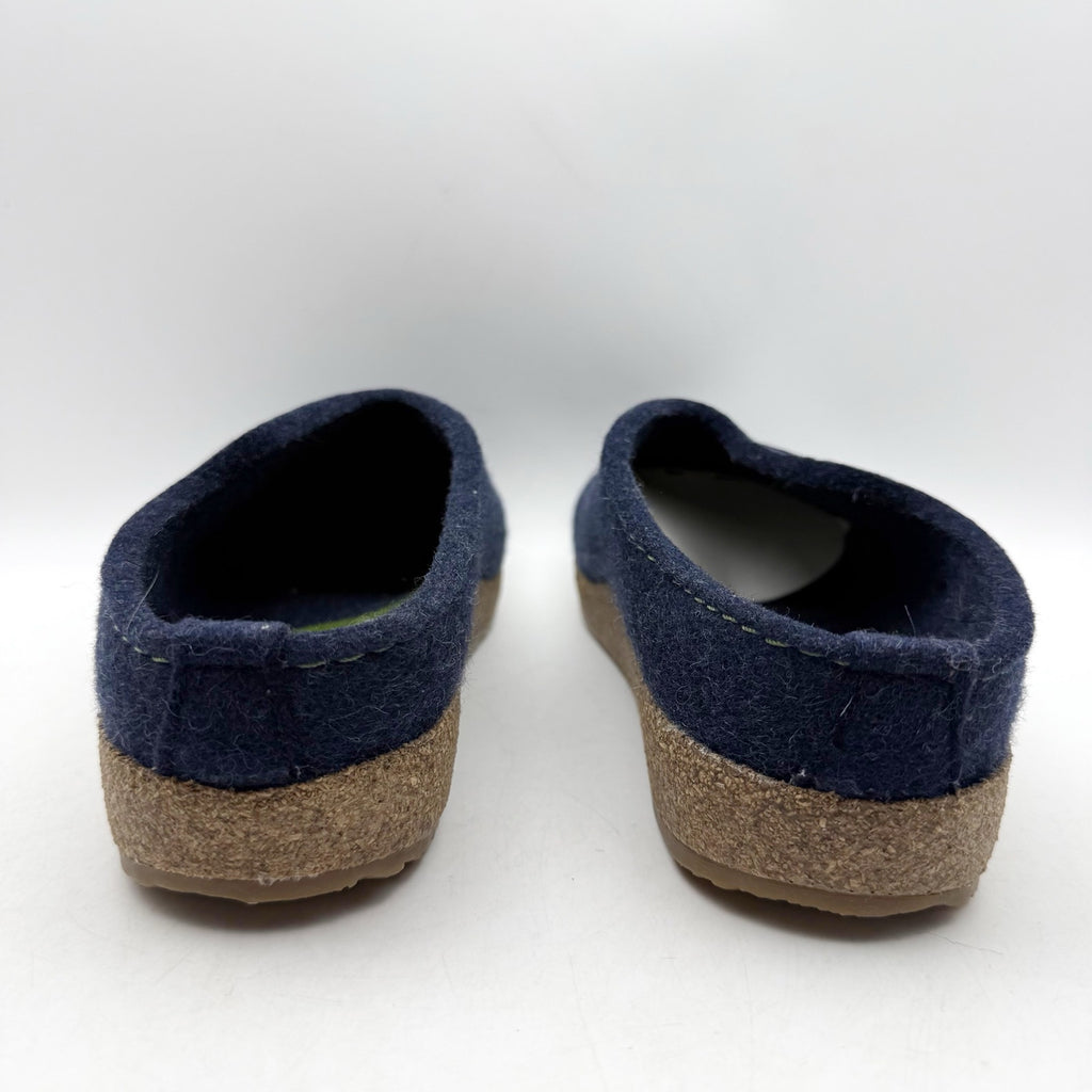 Haflinger Womens Chloe Slippers EU 39 US 8 Blue Wool Felt Appliqués NWOB