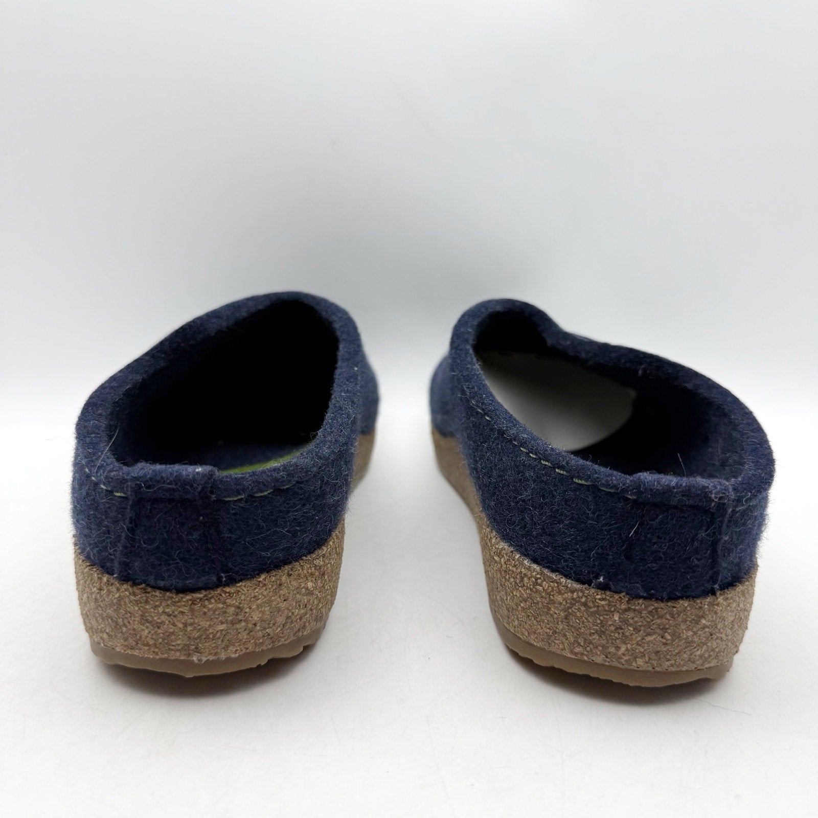 Haflinger Womens Chloe Slippers EU 39 US 8 Blue Wool Felt Appliqués NWOB