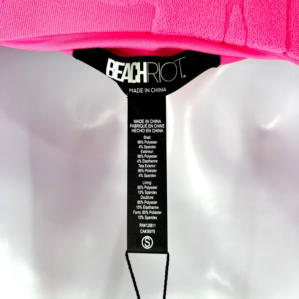 BEACH RIOT Women's Athena One-Piece Swimsuit Small Bright Pink Print Terry NWT